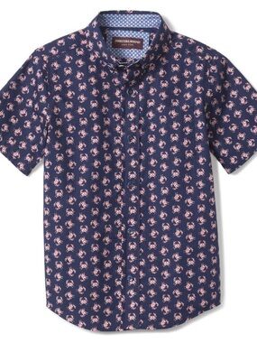 Navy Blue Patterned Men's Shirt